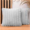 MG Design Set da 2 federe decorative 35 x 35 cm Grigio chiaro - con cerniera, effetto pelliccia lunga morbidissima, facili da pulire