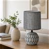 Aigostar - Lampada da Comodino, Moderna Lampada da Tavolo Base in Ceramica Paralume in Stoffa, Attacco E14, 14 * 14 * 26cm Cavo 1.3 Metri, Design Vintage.