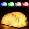 GOMETY Lampada da libro pieghevole in legno, 12 x 9 x 2,5 cm, decorativa, USB, ricaricabile, 5 modalità di colore, pieghevole a 360°, luce notturna a forma di libro, ideale come regalo per fidanzate