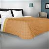 Viterbo Biancheria - Copriletto Matrimoniale Estivo e Primaverile Leggero, Trapunta Double Face, Trapuntino 250x250cm Made in Italy (881, Ocra/Oro)