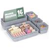 Acrrynii Organizer Cassetti Feltro 16 Pezzi, Contenitori per Cassetti in Feltro di 4 Dimensioni, Organizer Trucchi Cassetti, Organizzatore Cassetti per Scrivania Ufficio Toeletta (Grigio Chiaro)