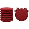 Tata Home Set 6 Cuscini Sedia Rotondi con Laccetti Cuscini Sedie Sgabelli Cucina Sfoderabili Coprisedia da Interno Esterno Made In Italy Diamentro 40 cm Spessore 3 cm Mod. Billy Colore Rosso