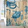 hometrixx Retrò Tenda Doccia Tartaruga Marina 180x180 cm Ippocampo Polpo Stella Marina Ancora Poliestere Impermeabile Tenda Vasca da Bagno con 12 Ganci Lavabile in Lavatrice per Casa Hotel