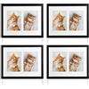 bomoe Set Cornici Foto Galeria - cornice foto multiple da parete 4 da 2 foto 13x18 cm, portafoto in vetro plastica e sospensione in metallo - cornice in Legno MDF con passepartout formati cornice