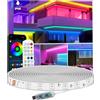 httpsmp Striscia LED RGB da 5 m, IP68, impermeabile, 5 V, funzionamento USB, sincronizzazione musicale, telecomando Bluetooth app/RF, luci per balcone, ponte, campeggio, giardino, camera da letto