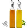 Tigerkinwit Dispenser di olio,Bottiglia di olio d'oliva 500 ml*2 pz Dispenser di aceto e olio per cucina insalate di pasta e cottura