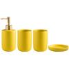 Icegrey Set di Accessori per il Bagno Set di 4 Pezzi in Ceramica in Stile Moderno Set da Toilette Set di Tazze per Spazzolino da Bagno Giallo