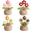 Keboyoe 4 Pezzi Fiori Uncinetto Set di Fiorellino All'uncinetto Fatto a Mano Fiori All'uncinetto in Vaso per auto,ufficio, tavolo, centrotavola, decorazione