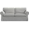 MASTERS OF COVERS Copridivano per IKEA EKTORP 2 Posti - Fodera su Misura in Poliestere, Resistente, Sfoderabile e Lavabile, Grigio Sabbia