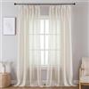 Joydeco Tende Effetto Lino per Interni con Fettuccia 2 Pezzi L 140 X A 260 CM Tende Semitrasparenti per Camera da Letto e Soggiorno Finestra Moderne, Lino