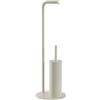 Inbagno Piantana Bagno Portarotolo E Portascopino Taki In Acciaio Color Crema - 22x22x67,2 Cm - Finitura Opaca Con Contenitore Removibile