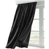 BEAUTEX, tenda in velluto con nastro arricciato a U, oscurante e opaca, 140x145 cm (larghezza 140 cm, altezza 145 cm, nero)