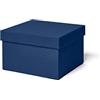 ilo - Scatola per Armadio Rigida con Coperchio cm 25x25 H.16 - Contenitore Portaoggetti Decorativo - Rivestimento in Tessuto Tecnico Blu - Riciclabile e Prodotto in Italia