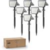 Philips Set di 6 faretti da esterni, impermeabili, 28 LED 7500 K, illuminazione paesaggistica per giardino, vialetto e prato, funzione crepuscolo all'alba