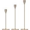Relota Set di 3 Porta Candele da Tavolo 33/28/22cm, Portacandele Oro in Metallo, Candelabro Moderno, Natalizio Candelabri, Candeliere per Matrimoni, Compleanni, Natale, Cena a Lume di Candela