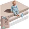 Mommybelly Set Lenzuola Lettino 70 x 140. 2 Lenzuola con Angoli in Cotone Jersey + 1 Coprimaterasso Impermeabile in Spugna per Lettino Bambino. Certificato OekoTex. Fantasia Beige 140 x 70