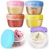 ZGGZHeim Set di 6 Vaschette Plastica per Alimenti 77ml,Contenitori Ermetici per Congelatore e Microonde, Vasetti Plastica con Coperchio