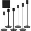 YUNXCNA 6 Pezzi Portacandele in Metallo, Nero Portacandele, 3 Porta Candele da Tavolo Cilindrico di Diverse Altezze, Candeliere da Tavolo Ornamento Decorazioni, per Matrimoni, Feste, Compleanni
