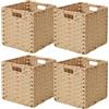 Sagittar Kallax - Cesto pieghevole intrecciato in imitazione rattan, 28 x 28 x 28 cm, per dispensa, armadio, cesta a cubo, impermeabile, non ammuffito, 4 pezzi, colore naturale