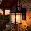 XINYASEE Lampada da parete per esterni in stile cinese, lampada da parete a lanterna retrò, adatta per veranda/terrazza/giardino/porta d'ingresso, paralume in acrilico.(BD-013-Nero)