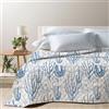 Mahome Trapuntino Matrimoniale Primaverile Estivo Leggero in Morbida Microfibra e imbottitura in Cotone - Copriletto Trapuntato Anallergico Traspirante Mano Delicata 260x260 (Coral Blue)