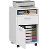 HOMCOM Schedario da Ufficio con Cassetto, Armadietto, Ruote a Freno e Ripiano Aperto, Cassettiera Ufficio per Lettera/Legale/Formato A4, Armadio Verticale per Studio, 40x35x60 cm, Bianco