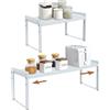 ZenMaarket Scaffale per Armadietto Espandibile 35-66 cm, Scaffale da Cucina impilabile, Scaffale per Dispensa da Cucina, Scaffale Regolabile per Credenza della Cucina(Confezione da 2 bianchi M)