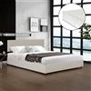 Corium Letto Contenitore con Apertura a Ribalta Letto Francese con Materasso 140x200 cm Testiera e Spazio di Stoccaggio Rivestimento in Velluto a Coste - Beige