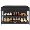Soudesileim Panca per scarpe a 2 piani, spazio preriscaldamento, porta pieghevole magnetica, maniglia, anta trasparente per armadio, design a matita liquida, sedile rettangolare, panca armadio 70 cm