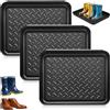PENRUNKA 3Pcs Vaschette Scolapioggia Plastica Scarpe con Bordi, Vassoio Porta Scarpe Nera Pulire Facile, Pallet Multifunzionale per Deposito Calzature, Piante Vaso, Alimenti Animali Domestici e Utensili Cucina