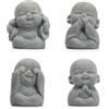 Osmond 4 Statuette di Buddha Che Ride per La Fortuna, Decorazione Feng Shui, Graziosa Piccola Statua di Buddha in Arenaria per La Casa e L'Acquario