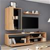 ZKLOEP Set da parete per TV (set completo, 3 pezzi) 140 x 35 x 39 cm, supporto per TV, scaffale e scaffalatura da parete, set di mobili da soggiorno, moderno mobile TV, in piedi e sospeso, colore
