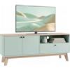 HOMCOM Mobile TV da 120 cm, Mobile TV per TV fino a 36 pollici con 2 ante cassetto, scomparto aperto e ripiano regolabile, stile moderno, Panca TV per soggiorno, camera da letto, verde chiaro