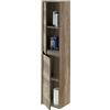 Mondo Viro Colonna pensile da bagno Dakota mobile a 2 ante in legno rovere Nordik con 4 ripiani