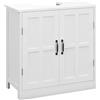 kleankin Mobile Sottolavabo per Bagno con 2 Ante e Scaffale Regolabile, Mobiletto Sottolavabo con Intaglio a U, Mobile Bagno Moderno e Salvaspazio, Adatto a Lavabi con o senza Colonna, Bianco