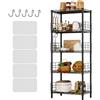 KZOBYD Scaffale da cucina con telaio laterale, scaffale con 5 ripiani regolabili in altezza, in metallo, per armadio, cucina, portata fino a 200 kg (nero, 54 x 29 x 150 cm