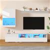 JCFEIDQW Set completo di 3 mobili per soggiorno, TV (vetrina, LED, lucido), scaffale da parete (stand/sospeso), per TV fino a 80, 175 x 39 x 34 cm (bianco)