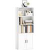 HOMCOM Mobile Libreria a 5 Livelli, con 2 Ante, 60x30x145.5 cm, Bianco