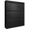 Brigros - Scarpiera Metallica Emy 3 Ante a Ribalta Nera Pantone Black 7C, Mobile Salvaspazio Porta Scarpe in Metallo per Ingresso Camera e Corridoio, 80x14,2x103,2 cm