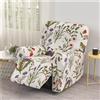 FANSU Copripoltrona Relax Reclinabile Elasticizzato, 1 Posto Elegante Fiori Copripoltrona Reclinabile Elettrica Coprisedile con Tasche, Universale Fodere per Poltrona Relax (Margherite)
