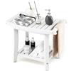 HOMASIS Sgabello da Bagno in HDPE, Panca da Doccia con Piedini Antiscivolo, Sedia Doccia Multiuso e Impermeabile con Portaoggetti per Rasatura, Portata 150kg (Bianco, 60,5 x 34 x 48 cm)