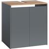 Vicco Mobile sottolavabo per bagno Viktor, Antracite/Rovere dorato, 60.2 x 65 cm, con foro per sifone e ripiano interno regolabile in altezza