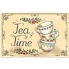 WOGEKA ART Unbekannt Tea Time Tee Zeit Teetrinker 20 x 30 cm Scritta Cucina Decorazione Targa in Metallo 352