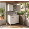 Linea Azzurra Sottolavello 80 Cucina con Colapiatto, 1 Vasca e Miscelatore con 2 Ante in Legno Made in Italy H85xL80xP50 cm Facile da Montare (Bianco, Vasca a Sinistra)