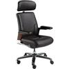 AC ANGEL CERDÁ Angel Cerdá - Sedia Ufficio Design Premium Girevole, Rivestita in Ecopelle Nera | Sedia da Ufficio Ergonomica con Schienale Ampio e Braccioli | Gambe in Acciaio Cromato | 74 x 70 x 118 cm