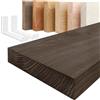 LAMO Manufaktur Mensola da parete con staffe bianche a J | Mensola 90 cm per soggiorno, cucina, studio stile industriale | Colore: nero, Bordo: diritto | Legno massello, qualità artigianale
