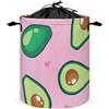FANSU Cestello Portaoggetti Portabiancheria Grande, Storage Cesto Tessuto Oxford Impermeabile Maneggiare su Entrambi i Lati Pieghevole Formato, Stampa di Frutta (Avocado Rosa,44x35cm)