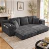 Yihomfy 273 cm Divano letto componibile 3 posti divano comprimibile multi-pieghevole con schienale alto, divano pieghevole da montare con cuscini, 2 portabicchieri e tasche laterali, grigio