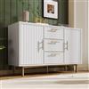Goeria Cassettiera con 2 ante e 3 cassetti, per soggiorno, camera da letto, cassettiera bianca con cassetto, ripiano regolabile, bianco (H75/B120/T40 cm/con 2 ante e 3 cassetti)