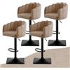 SDXYSTCE Set di 4 Sgabelli da Bar - Sedie da Cucina Moderne con Altezza Regolabile da 65 a 85 cm - Sgabelli Alto da Cucina Imbottiti in Tessuto Girevoli con Braccioli e Schienale - Nero e Kaki